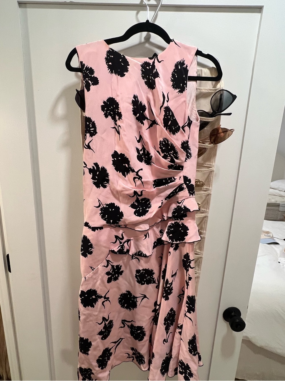 Oscar de la renta Sleeveless Pink Floral Ruffle Midi Dress size 2